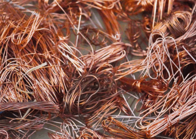 Piles of bundled non-ferrous copper metal